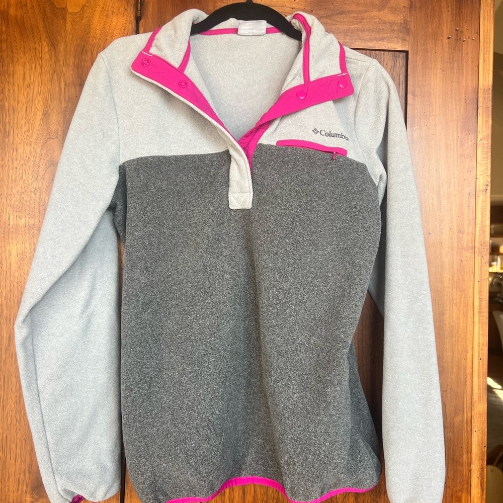 Columbia Gray and Pink Fleece Pullover